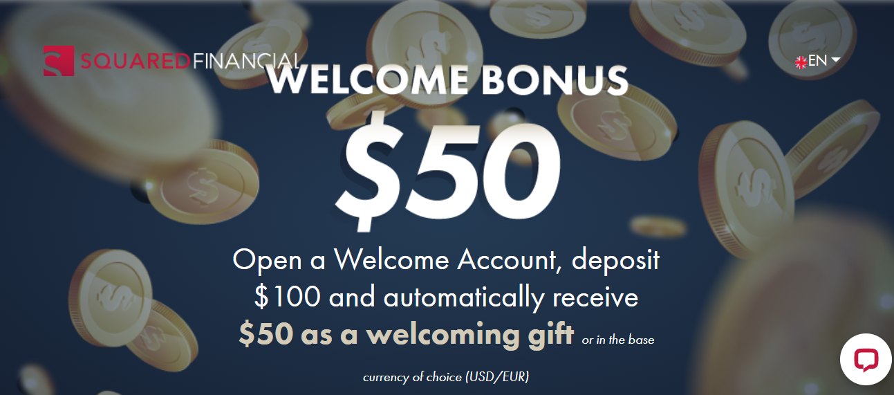 Бонусы Squared Financial - Welcome Deposit Bonus